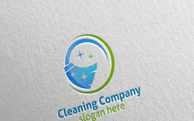 Download Шаблон логотипа "Cleaning Service with Eco Friendly 2 Logo Template" / Cleaning Service with Eco Friendly 2 Logo Template - Шаблон логотипа на тему графика cleaning logo maid service housework vector icon house wash broom work household brush dust water clean housekeeping mop