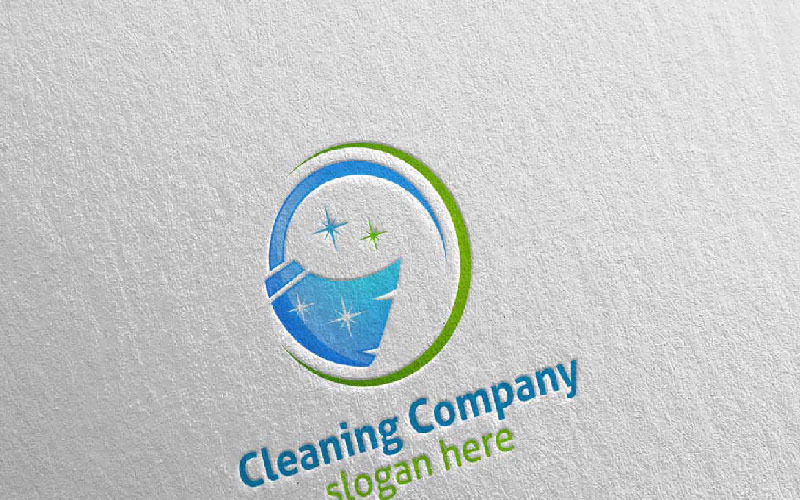 Serviço de limpeza com modelo de logotipo ecológico 2