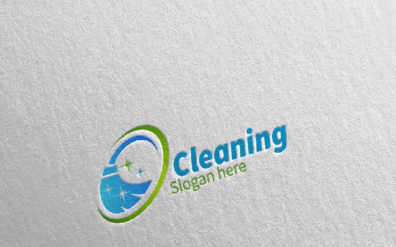 Schoonmaakservice met Eco-vriendelijke 3 logo-sjabloon