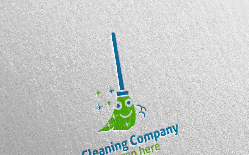 Download Шаблон логотипа "Cleaning Service with Eco Friendly Logo Template" / Cleaning Service with Eco Friendly Logo Template - Шаблон логотипа на тему графика cleaning logo maid service housework vector icon house wash broom work household brush dust water clean housekeeping mop