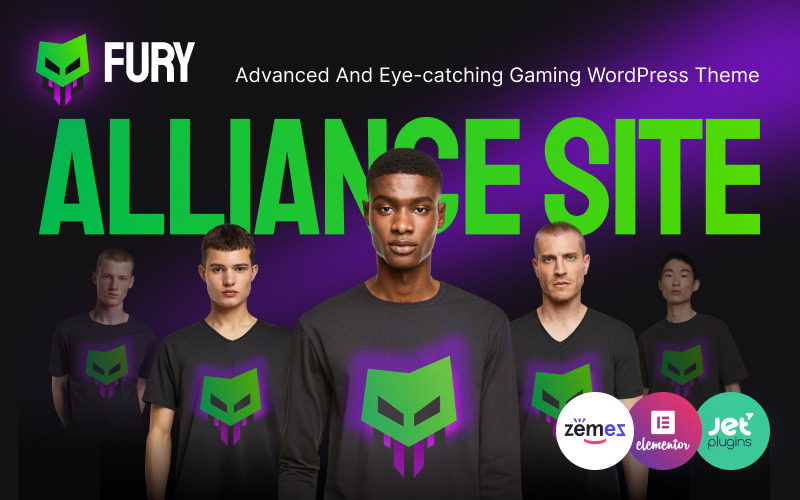 Fury - WordPress-tema för spel för e-sportlag och gamercommunity