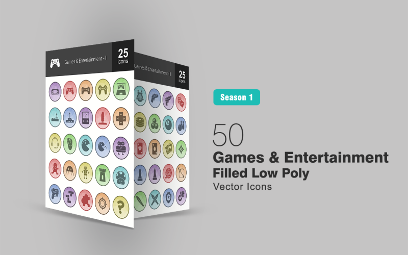 Download Набор иконок "50 Games & Entertainment Filled Low Poly Icon Set" / 50 Games & Entertainment Filled Low Poly Icon Set - Набор иконок на тему графика games icon entertainment video playstation gaming console online headphones mouse character robot castle gun bricks puzzle target revolver iconbunny