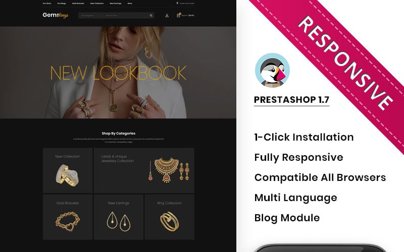 Gemskings - Адаптивная тема PrestaShop для ювелирного магазина