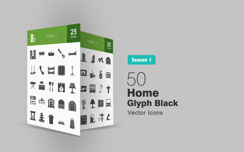 Download Набор иконок "50 Home Glyph Icon Set" / 50 Home Glyph Icon Set - Набор иконок на тему графика home icon objects barbecue bath bedroom dining room doorway entrance fireplace fountain shower staircase washroom plant tap toaster television fan