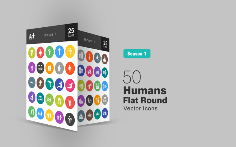 Download Набор иконок "50 Humans Flat Round Icon Set" / 50 Humans Flat Round Icon Set - Набор иконок на тему графика humans icon partnership applicants team meeting lecture conference presenting earning connected user savings banker industry worker architect online work examination