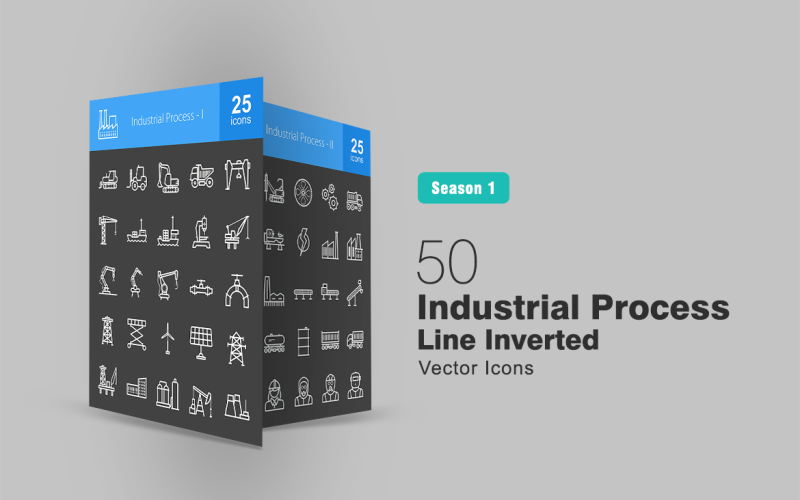 Download Набор иконок "50 Industrial Process Line Inverted Icon Set" / 50 Industrial Process Line Inverted Icon Set - Набор иконок на тему графика industry icon heavy machinery bulldozer crane cargo machine robot valve lifter windmill solar panel power oil stock refinery nuclear plant