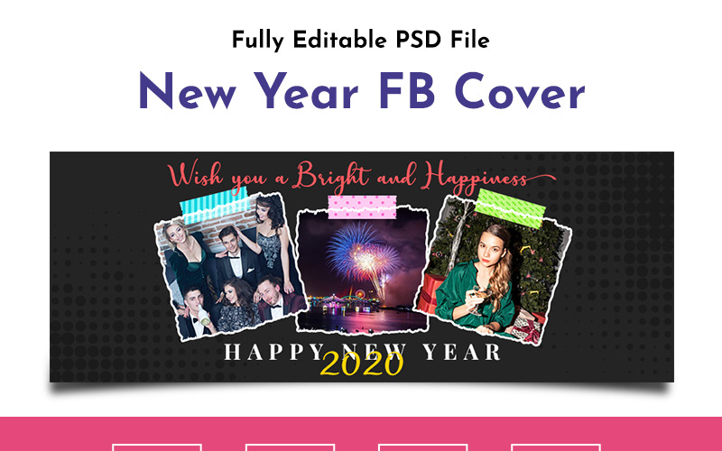 Nový rok FB Cover sociální média šablona
