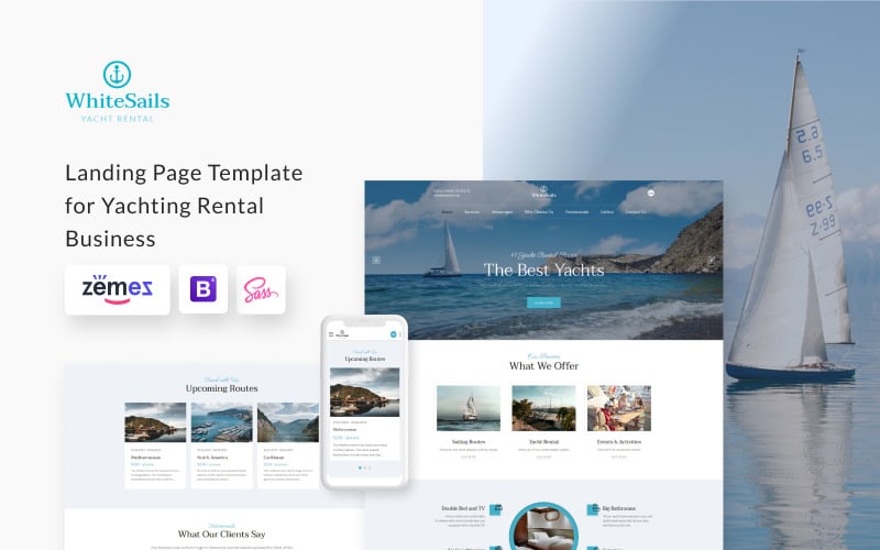 WhiteSails - Yacht Rental Clean HTML Landing Page Template