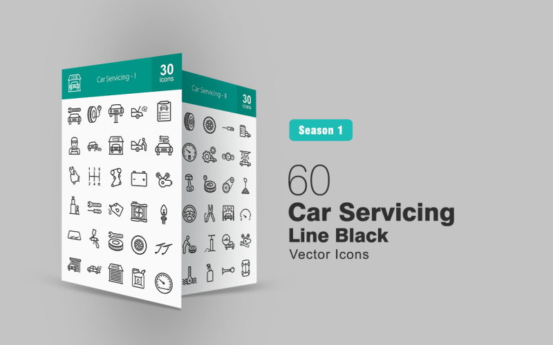 Download Набор иконок "60 Car Servicing Line Icon Set" / 60 Car Servicing Line Icon Set - Набор иконок на тему графика car icon servicing repair tyre oil mechanic service station engine wrench shifter battery motor jack tools windshield garage auto mobile