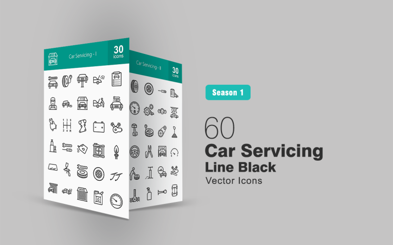 60 Conjunto de ícones de linha de manutenção de automóveis