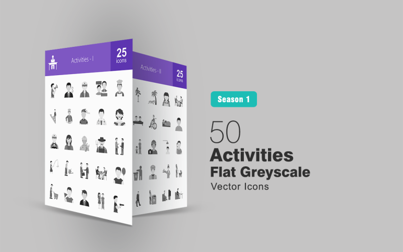 Download Набор иконок "50 Activities Flat Greyscale Icon Set" / 50 Activities Flat Greyscale Icon Set - Набор иконок на тему графика activity icons chatting icon cooking drinking driving eating fighting handshake sitting sleeping smoking teaching walking working watching tv user people