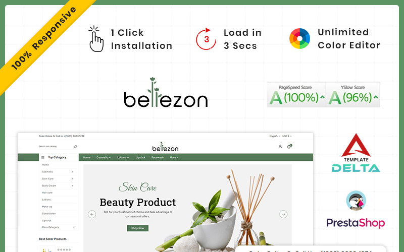 Bellezon Cosmetic - Costery Store PrestaShop Teması