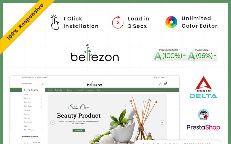 Bellezon Cosmetic - PrestaShop motiv Costery Store