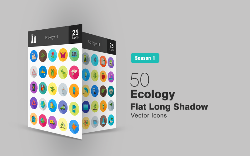 Download Набор иконок "50 Ecology Flat Long Shadow Icon Set" / 50 Ecology Flat Long Shadow Icon Set - Набор иконок на тему графика ecology icon nuclear plant solar panel recycle water windmill electric bulb apple sun plantation leaves charging battery factory globe rain