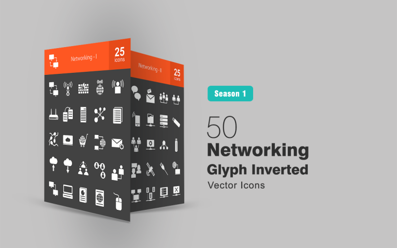 50 Zestaw ikon odwróconych glifów sieci