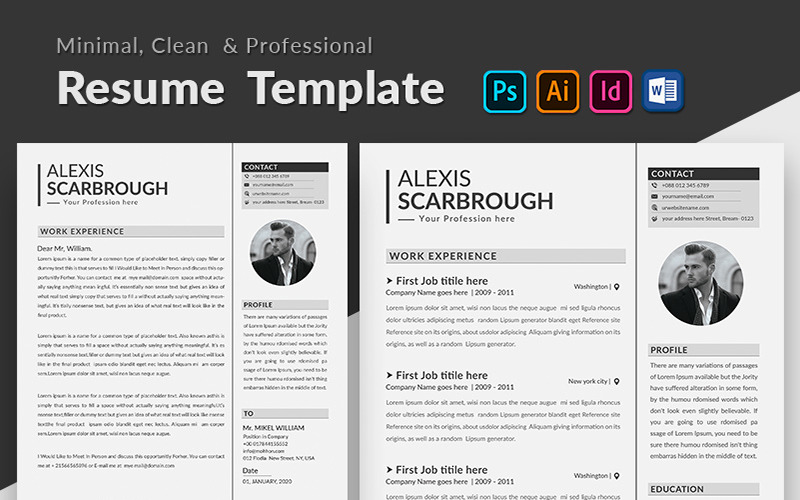 Download Резюме "Alexis Scarbrough Resume Template" / Alexis Scarbrough Resume Template - Резюме на тему графика 2 resume a4 bundle classic clean cv cover letter job minimalist download layout template word simple application student objective