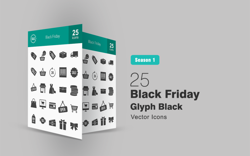 Download Набор иконок "25 Black Friday Glyph Icon Set" / 25 Black Friday Glyph Icon Set - Набор иконок на тему графика discount icon black friday observance happy customer free parcel delivery tag sale shopping limitedtimeoffer barcode closed shop ladies wallet coins