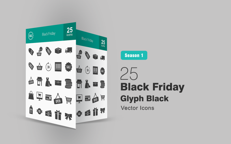 25 Black Friday Glyphen-Icon-Set