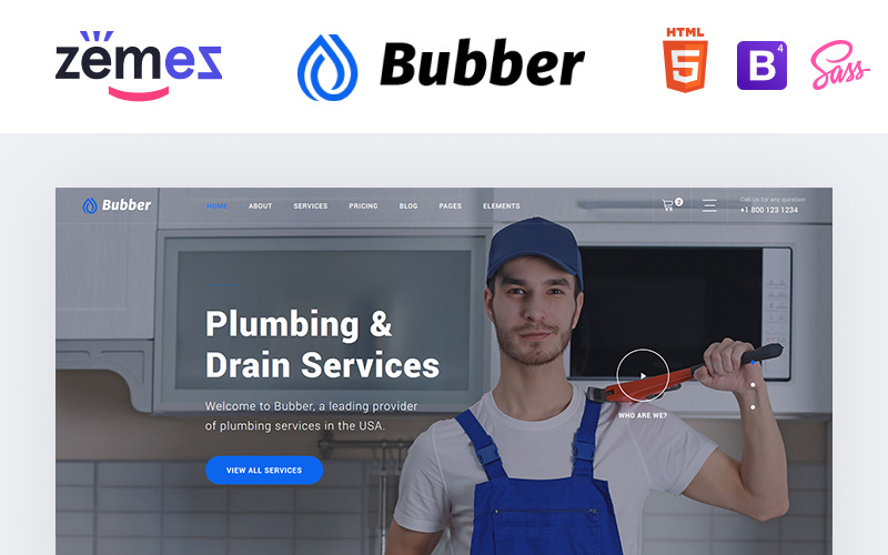 Bubber - шаблон веб-сайту сантехнічної компанії