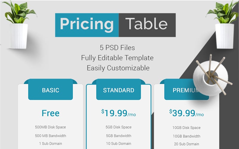Corporate - Pricing Table PSD Template