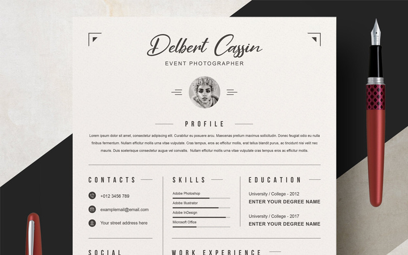 Download Резюме "Delbert Resume Template" / Delbert Resume Template - Резюме на тему графика 2 page resume clean cv cover letter design template illustrator eps mac pages microsoft word modern photoshop psd professional