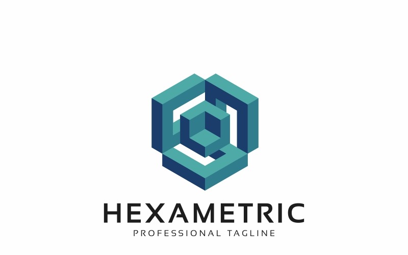 Hexametric - šestiúhelník Logo šablona
