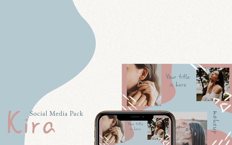 Download Шаблон для соцсетей "Kira Social Media Template" / Kira Social Media Template - Шаблон для соцсетей на тему графика instagram puzzle makeup template social media visage mascara lipstick