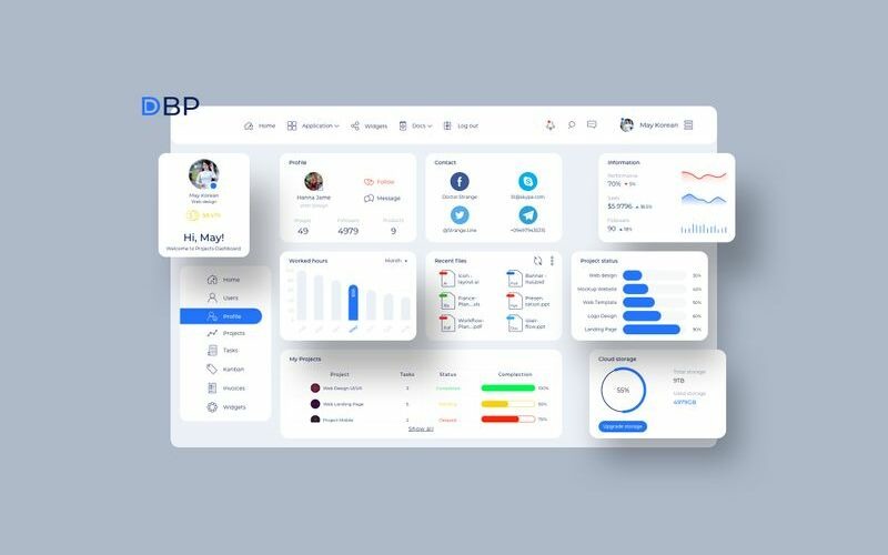 Download Sketch шаблон "Project Profile Dashboard UI V2 Sketch Template" / Project Profile Dashboard UI V2 Sketch Template - Sketch шаблон на тему графика 