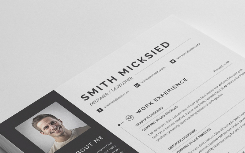 Download Резюме "Smith Mickside Word Resume Template" / Smith Mickside Word Resume Template - Резюме на тему графика resume cv clean creative word infographic modern professional student mac pages manager template bankers doctors job seekers