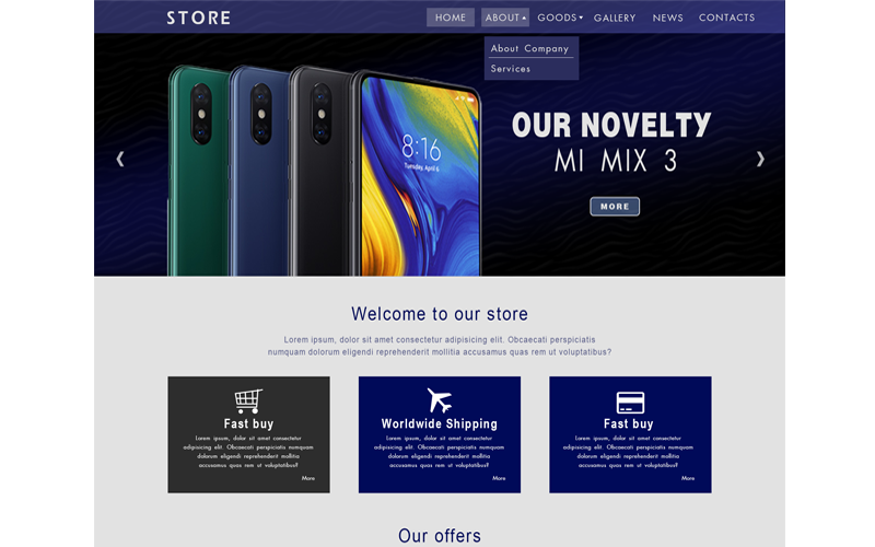 Download PSD шаблон "Store PSD Template" / Store PSD Template - PSD шаблон на тему электроника shop electronics product home template gadgets