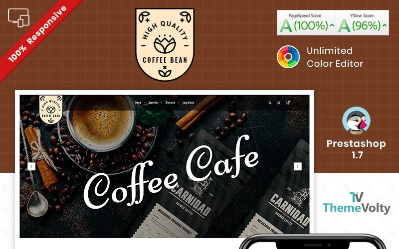 Тема PrestaShop для кавових зерен