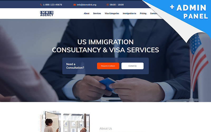 移民局-移民咨询登陆页面模板