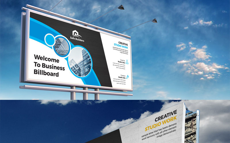 Billboard azul - modelo de identidade corporativa