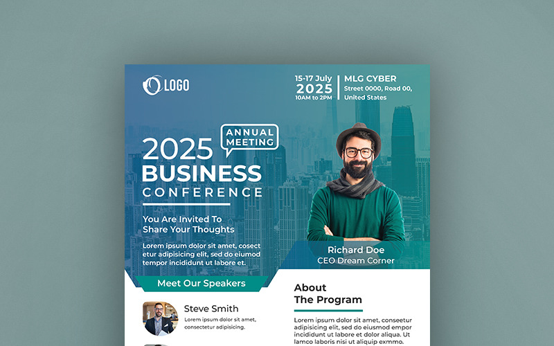 Download Фирменный стиль "Business Conference Flyer - Corporate Identity Template" / Business Conference Flyer - Corporate Identity Template - Фирменный стиль на тему графика a4,advertisement,advertising,agency,business,businessflyer,corporate,corporateflyer,creative,design,flyer,marketing,modern,professional,promotion,psd,conference,event,annual