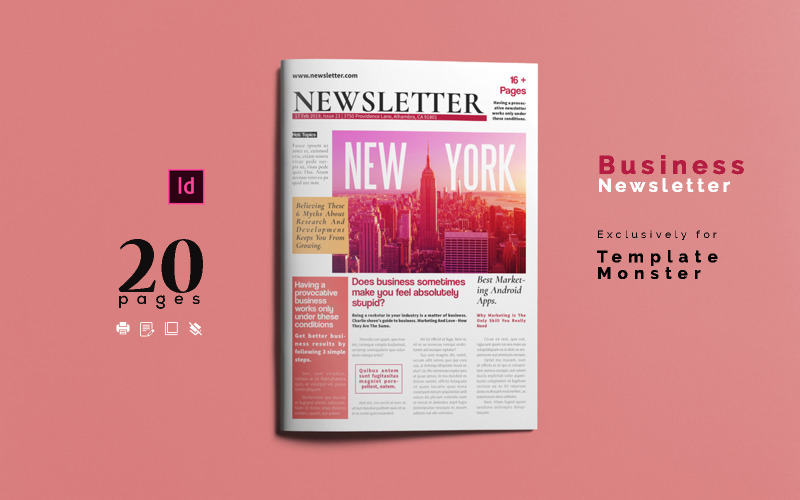 Download Фирменный стиль "Business Newsletter #3" / Business Newsletter #3 - Фирменный стиль на тему графика newsletter,indesign,business,corporate,company,brochure,magazine,layout,profile,proposal,international,creative,graphic,design,cmyk,layered,a4,realestate,newspaper,advertising