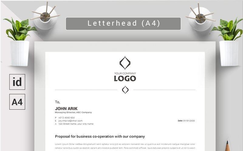 Download Фирменный стиль "Minimal Letterhead - Corporate Identity Template" / Minimal Letterhead - Corporate Identity Template - Фирменный стиль на тему графика a4,blue,business,clean,corporate,creative,design,green,letterhead,template,minimal,modern,office,print,ready,professional,stationery,vector,indd,indesign
