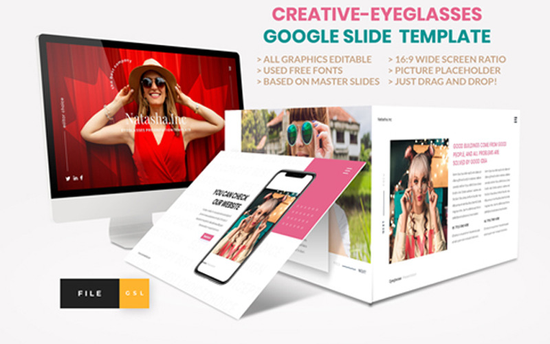 Moda - Modello di occhiali da vista Google Slides