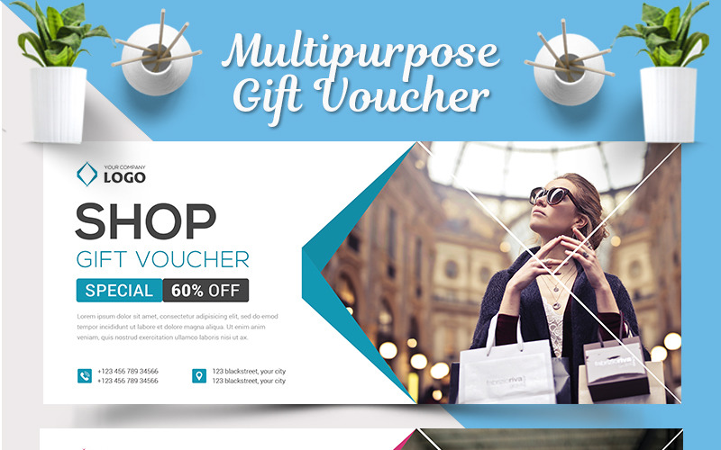 Download Фирменный стиль "Multipurpose Gift Voucher - Corporate Identity Template" / Multipurpose Gift Voucher - Corporate Identity Template - Адаптивный Фирменный стиль на тему графика advert advertisment blue card business cafe cards coupon discount eat fast food gift multipurpose present print psd salon spa gym