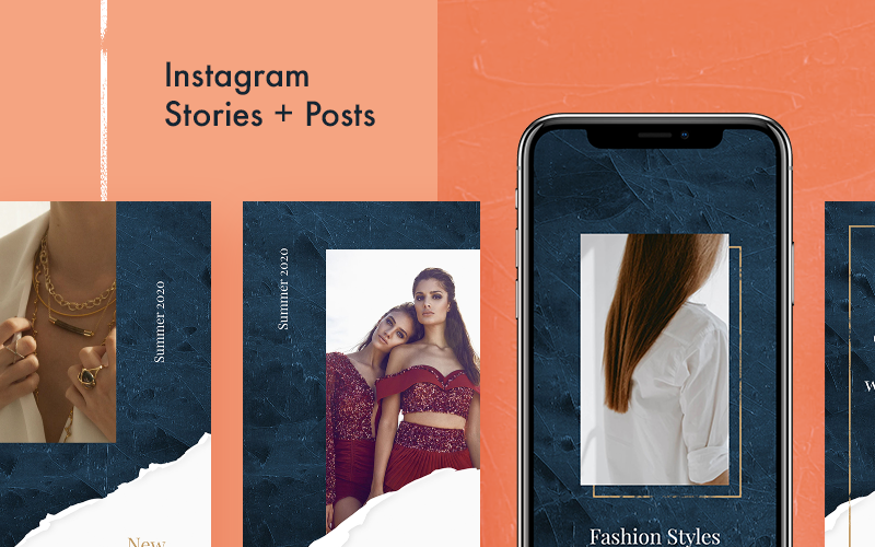 Download Шаблон для соцсетей "Aesthetic Instagram Pack Social Media Template" / Aesthetic Instagram Pack Social Media Template - Шаблон для соцсетей на тему графика social media kit instagram stories facebook posts feminine gold texture luxury style fashion store ecommerce ptomotion psd templates modern trendy