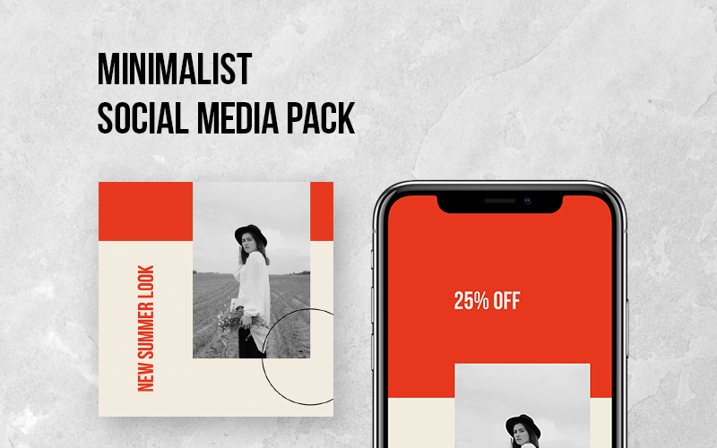 Download Шаблон для соцсетей "Minimalist Social Pack Social Media Template" / Minimalist Social Pack Social Media Template - Шаблон для соцсетей на тему графика social media kit instagram stories facebook posts minimalist modern trendy multicolor strong promotion red fashion style shop store ecommerce blogger