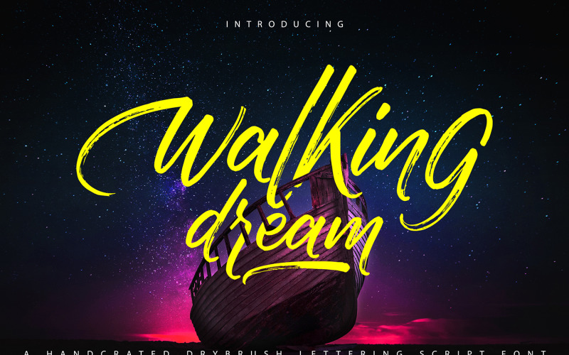 Walking Dream | Eine handgefertigte kursive Schriftart mit trockener Bürste