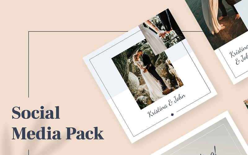 Modèle de médias sociaux de pack Instagram de mariage