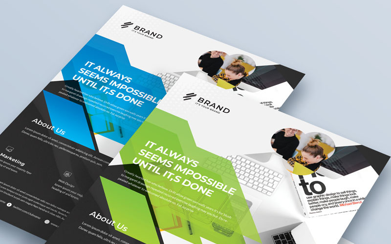 Download Фирменный стиль "Brand - Creative Business Flyer Vol_ 20 - Corporate Identity Template" / Brand - Creative Business Flyer Vol_ 20 - Corporate Identity Template - Фирменный стиль на тему графика flyer corporate corporate creative flyer travel business card card liflet computer internet stationery id kit blue hi-quality official symple green