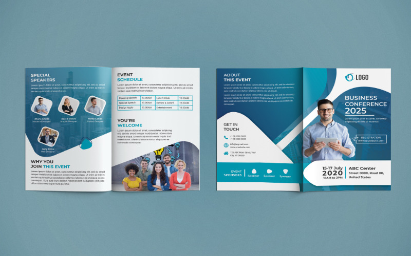Brochure à deux volets de la conférence - Modèle d'identité d'entreprise