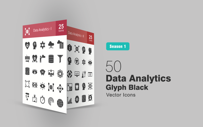 Download Набор иконок "50 Data Analytics Glyph Icon Set" / 50 Data Analytics Glyph Icon Set - Набор иконок на тему графика data,icon,analysis,computing,solutions,cloud,architecture,reporting,engineering,filtering,information,research,programming,system,transformation,warehouse,design,algorithm,detection,forecasti