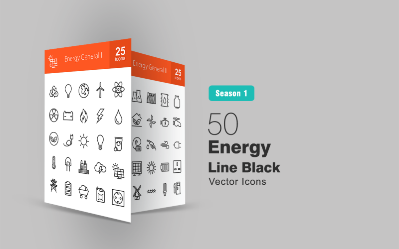 Download Набор иконок "50 Energy Line Icon Set" / 50 Energy Line Icon Set - Набор иконок на тему графика energy icon science power electricity solar wind water temperature heat vehicle transport charge battery socket engine radiation oil iconbunny flat