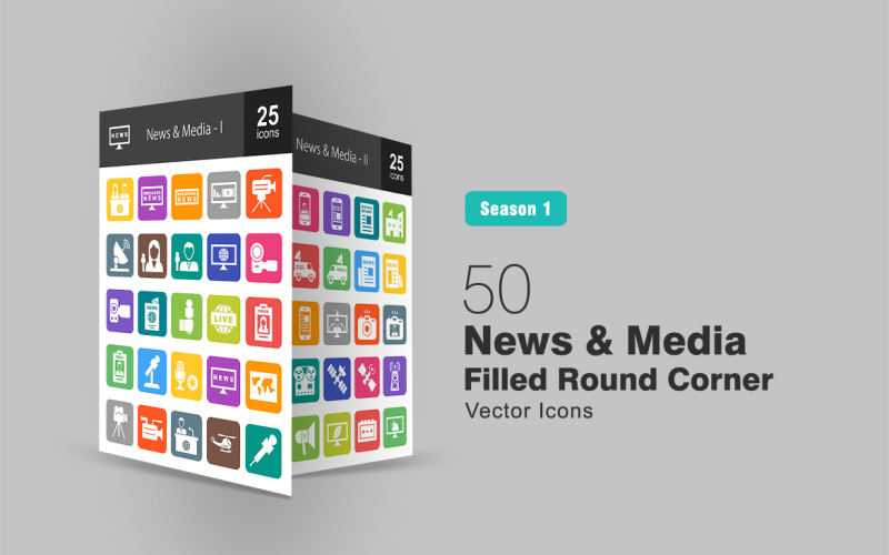Download Набор иконок "50 News & Media Filled Round Corner Icon Set" / 50 News & Media Filled Round Corner Icon Set - Набор иконок на тему графика news,icon,media,anchors,tv,breaking,business,camera,dish,global,newspaper,interview,live,mic,helicopter,report,station,van,online,press