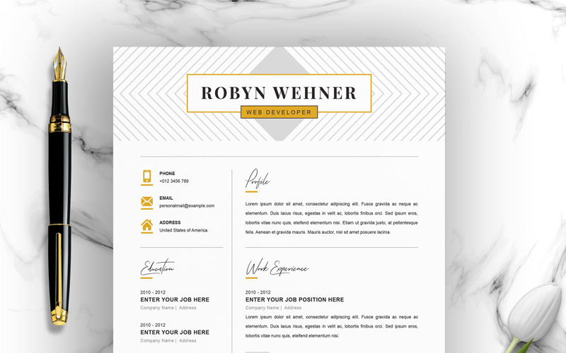 Download Резюме "Robyn Resume Template" / Robyn Resume Template - Резюме на тему графика 2 page resume clean cv cover letter design template illustrator eps mac pages microsoft word modern photoshop psd professional