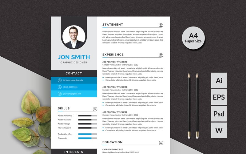 Smith Modern Resume Template #93545 - TemplateMonster