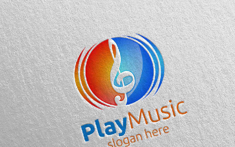 Musique abstraite avec modèle de logo Note and Play Concept 15